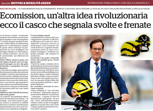 Ecomission, un’altra idea rivoluzionaria ecco il casco che segnala svolte e freni - Ecomission